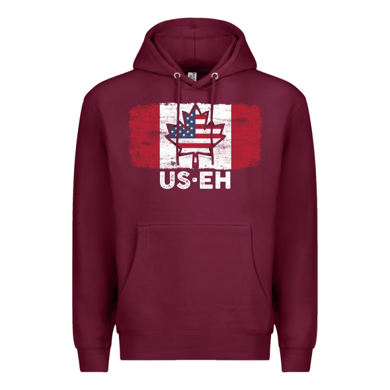 Us Eh American Canadian Flag Canada Day Leaf With Usa Flag Inside Premium Hoodie by linhVisuals | Teevron
