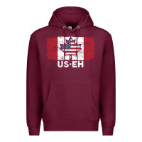 Burgundy us eh american canadian flag canada day leaf with usa flag inside Premium Hoodie - linhVisuals