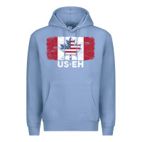 Colony Blue us eh american canadian flag canada day leaf with usa flag inside Premium Hoodie - linhVisuals