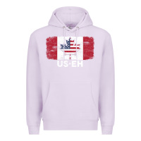 Lilac us eh american canadian flag canada day leaf with usa flag inside Premium Hoodie - linhVisuals