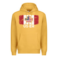 Mustard us eh american canadian flag canada day leaf with usa flag inside Premium Hoodie - linhVisuals