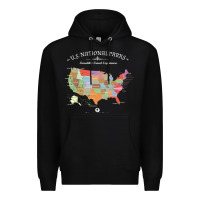 Black us national parks map colorful with all 59 national parks Premium Hoodie - linhVisuals