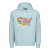 Blue Mist us national parks map colorful with all 59 national parks Premium Hoodie - linhVisuals