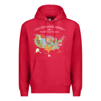 Cardinal us national parks map colorful with all 59 national parks Premium Hoodie - linhVisuals