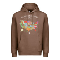 Chestnut us national parks map colorful with all 59 national parks Premium Hoodie - linhVisuals