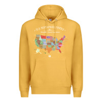 Mustard us national parks map colorful with all 59 national parks Premium Hoodie - linhVisuals