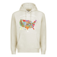 Oatmeal Heather us national parks map colorful with all 59 national parks Premium Hoodie - linhVisuals