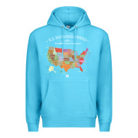 Ocean Blue us national parks map colorful with all 59 national parks Premium Hoodie - linhVisuals
