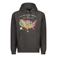 Smoke us national parks map colorful with all 59 national parks Premium Hoodie - linhVisuals