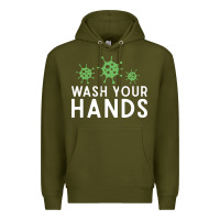 Army Green wash your hands green germs graphic Premium Hoodie - linhVisuals