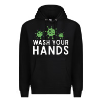Black wash your hands green germs graphic Premium Hoodie - linhVisuals