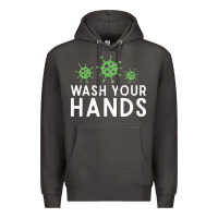 Smoke wash your hands green germs graphic Premium Hoodie - linhVisuals