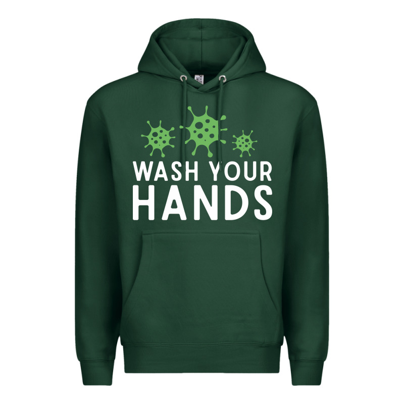 Wash Your Hands Green Germs Graphic Premium Hoodie by linhVisuals | Teevron