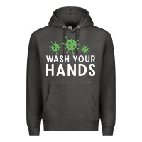 Charcoal Heather wash your hands green germs graphic Premium Hoodie - linhVisuals
