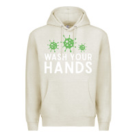 Oatmeal Heather wash your hands green germs graphic Premium Hoodie - linhVisuals
