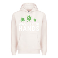 Pale Pink wash your hands green germs graphic Premium Hoodie - linhVisuals