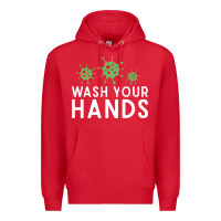 Red wash your hands green germs graphic Premium Hoodie - linhVisuals