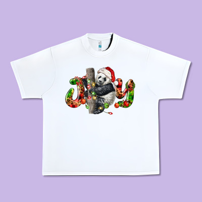 Panda Joy Christmas Urban Heavy Tee Designed By Lillyallendesigns