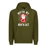 Army Green where my ho's at funny santa christmas pun naughty xmas humor gift Premium Hoodie - linhVisuals
