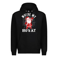 Black where my ho's at funny santa christmas pun naughty xmas humor gift Premium Hoodie - linhVisuals
