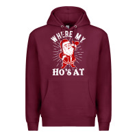 Burgundy where my ho's at funny santa christmas pun naughty xmas humor gift Premium Hoodie - linhVisuals