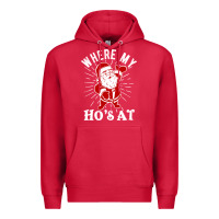 Cardinal where my ho's at funny santa christmas pun naughty xmas humor gift Premium Hoodie - linhVisuals