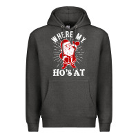 Charcoal Heather where my ho's at funny santa christmas pun naughty xmas humor gift Premium Hoodie - linhVisuals