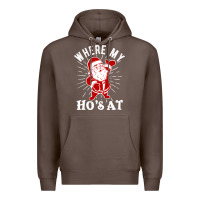 Coffee where my ho's at funny santa christmas pun naughty xmas humor gift Premium Hoodie - linhVisuals