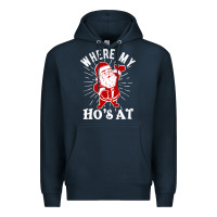 Where My Ho's At Funny Santa Christmas Pun Naughty Xmas Humor Gift Premium Hoodie | Teevron