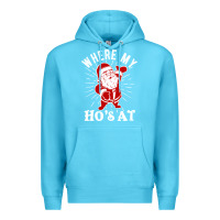 Ocean Blue where my ho's at funny santa christmas pun naughty xmas humor gift Premium Hoodie - linhVisuals