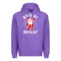 Purple where my ho's at funny santa christmas pun naughty xmas humor gift Premium Hoodie - linhVisuals
