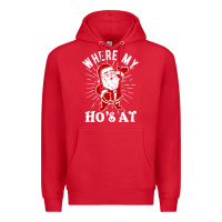Red where my ho's at funny santa christmas pun naughty xmas humor gift Premium Hoodie - linhVisuals