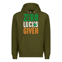 Army Green zero lucks given funny st patricks day joke quote lucky shamrock irela Premium Hoodie - linhVisuals