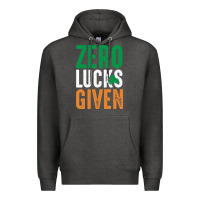 Charcoal Heather zero lucks given funny st patricks day joke quote lucky shamrock irela Premium Hoodie - linhVisuals