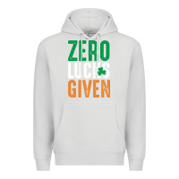 Dove Grey zero lucks given funny st patricks day joke quote lucky shamrock irela Premium Hoodie - linhVisuals
