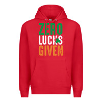 Red zero lucks given funny st patricks day joke quote lucky shamrock irela Premium Hoodie - linhVisuals