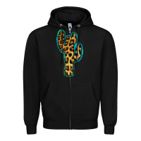 Black Turquoise Leopard Cactus Zipper Hoodie - RanaPortraitStore