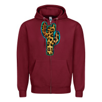 Burgundy Turquoise Leopard Cactus Zipper Hoodie - RanaPortraitStore
