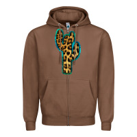 Chestnut Turquoise Leopard Cactus Zipper Hoodie - RanaPortraitStore