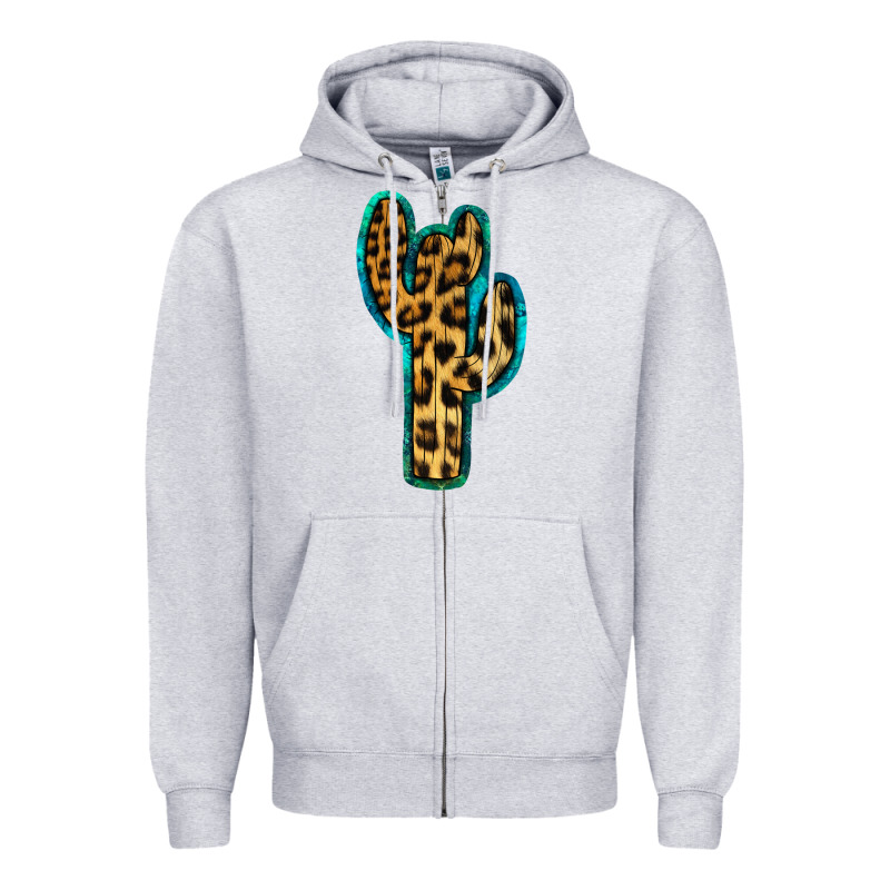 Turquoise Leopard Cactus Zipper Hoodie by RanaPortraitStore | Teevron