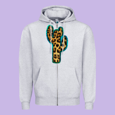 Turquoise Leopard Cactus Zipper Hoodie Designed By Ranaportraitstore