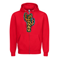 Red Turquoise Leopard Cactus Zipper Hoodie - RanaPortraitStore
