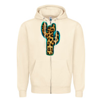 Sandshell Turquoise Leopard Cactus Zipper Hoodie - RanaPortraitStore