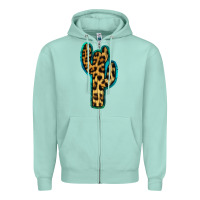 Seafoam Turquoise Leopard Cactus Zipper Hoodie - RanaPortraitStore