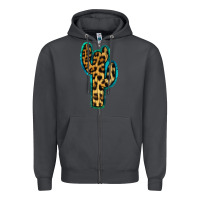 Smoke Turquoise Leopard Cactus Zipper Hoodie - RanaPortraitStore
