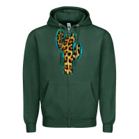 Sports Green Turquoise Leopard Cactus Zipper Hoodie - RanaPortraitStore