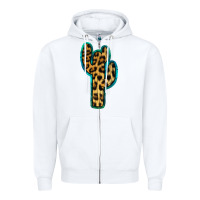White Turquoise Leopard Cactus Zipper Hoodie - RanaPortraitStore