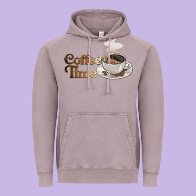 Coffee Time Vintage Hoodie Designed By Barkaloodesign