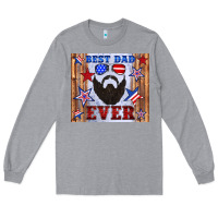 Heather Grey best dad ever american flag Long Sleeve Tee - Artiststas