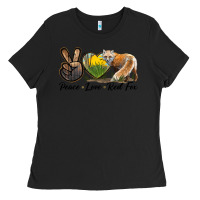 Black Peace Love Red Fox Ladies Tee - LillyAllenDesigns